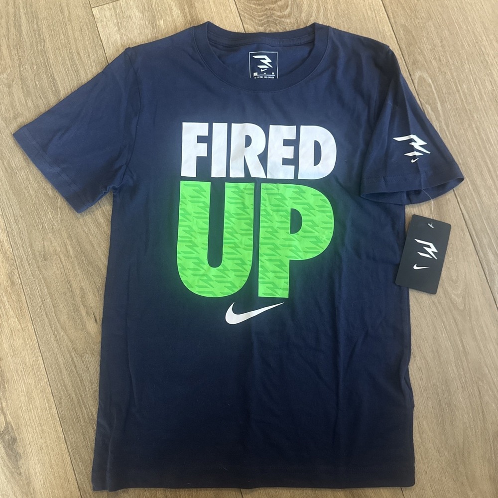 Nike 3Brand by Russell Wilson Boys T-shirt Blue Medium 10-12, Logo Lightweight